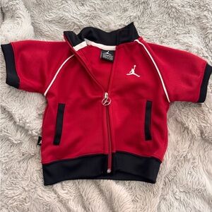 Jordan baby 6-9 month short sleeve Red and Black Zip-Up Jacket with Logo
